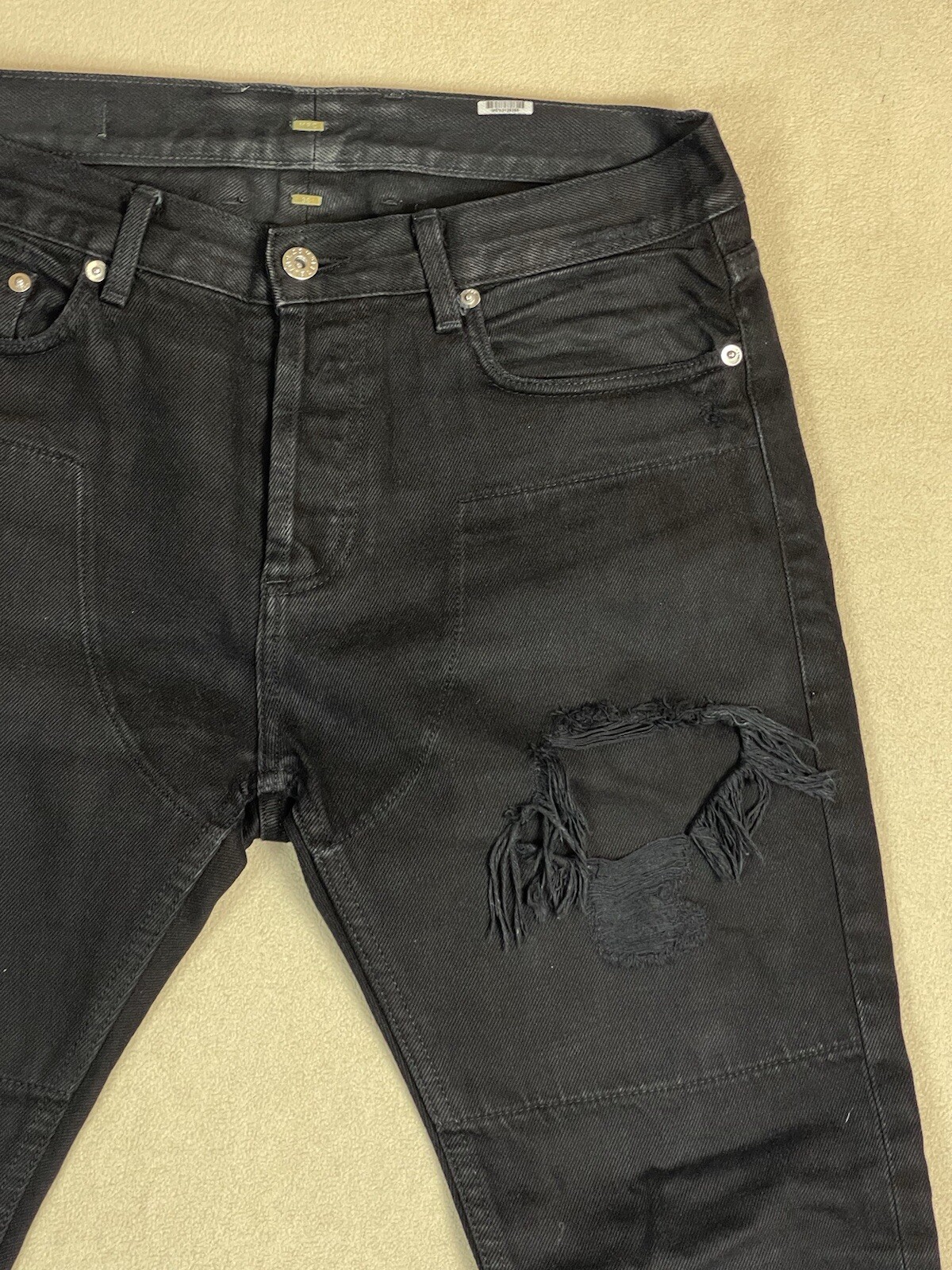 Mr Completley Jeans Mens 30 Black Distressed Casual Preppy Zip Pocket Denim