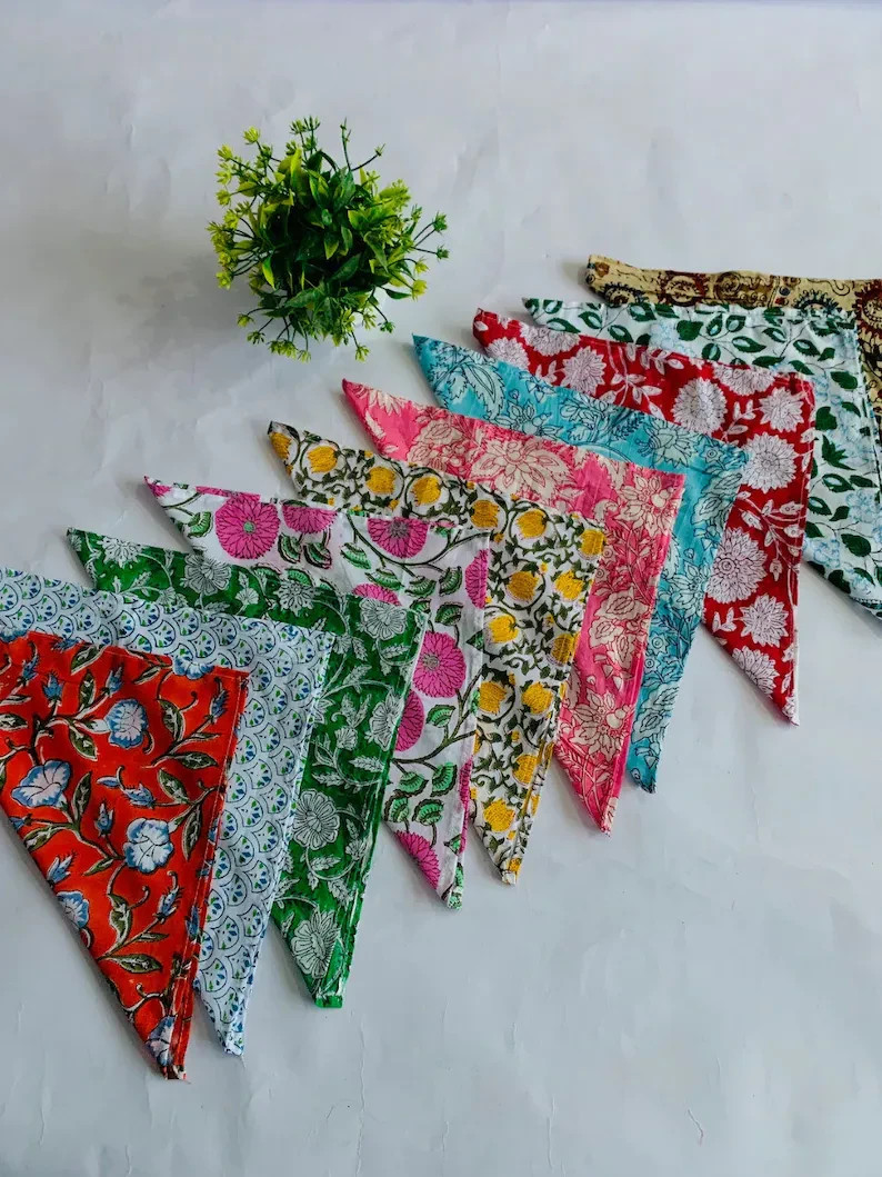 Assorted Hand Block Floral Print Napkins 100 % Cotton Dinner Table Cloth Napkins