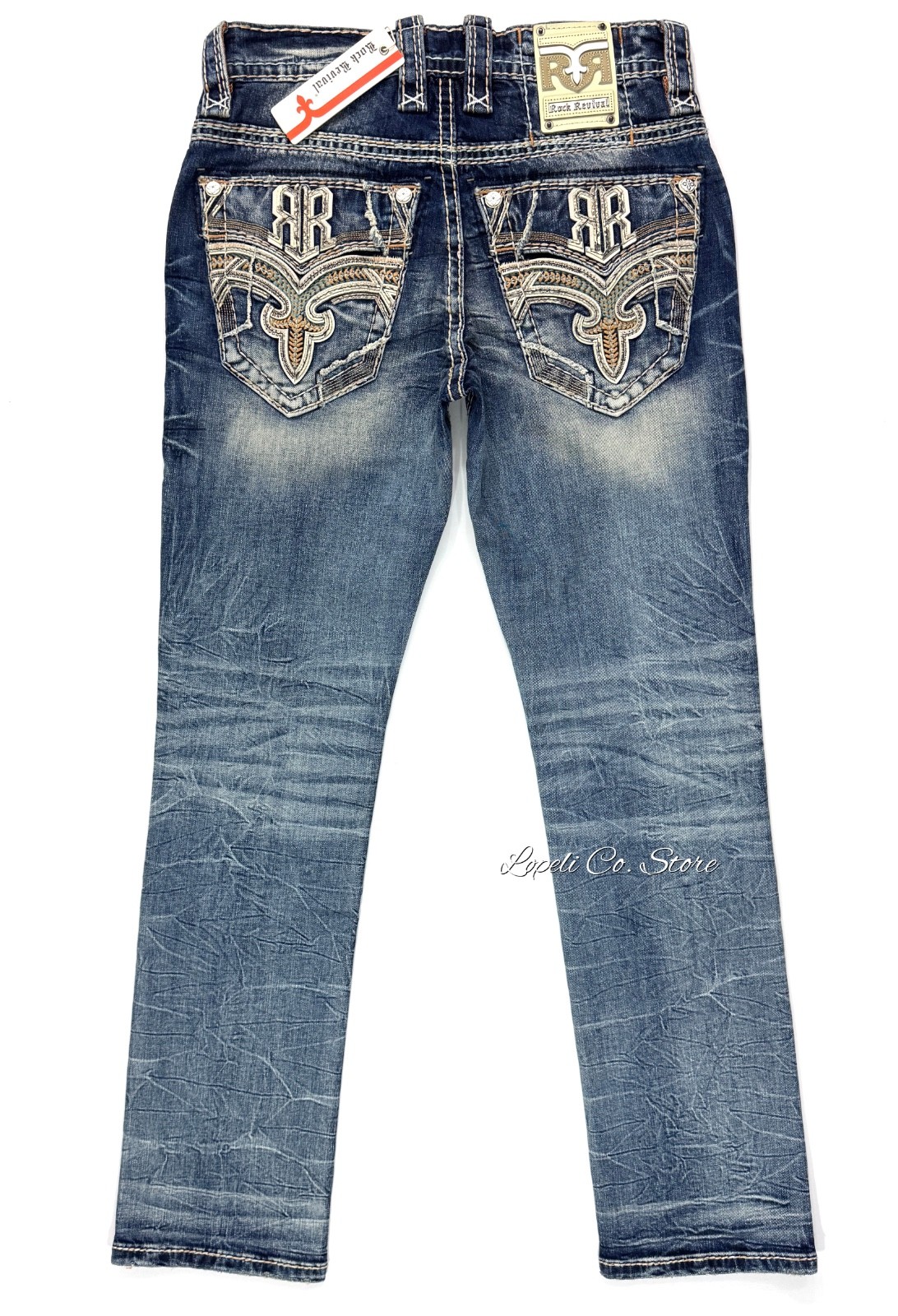 Rock Revival Raelyn Straight Distressed Blue Jeans Mens 29 – 38