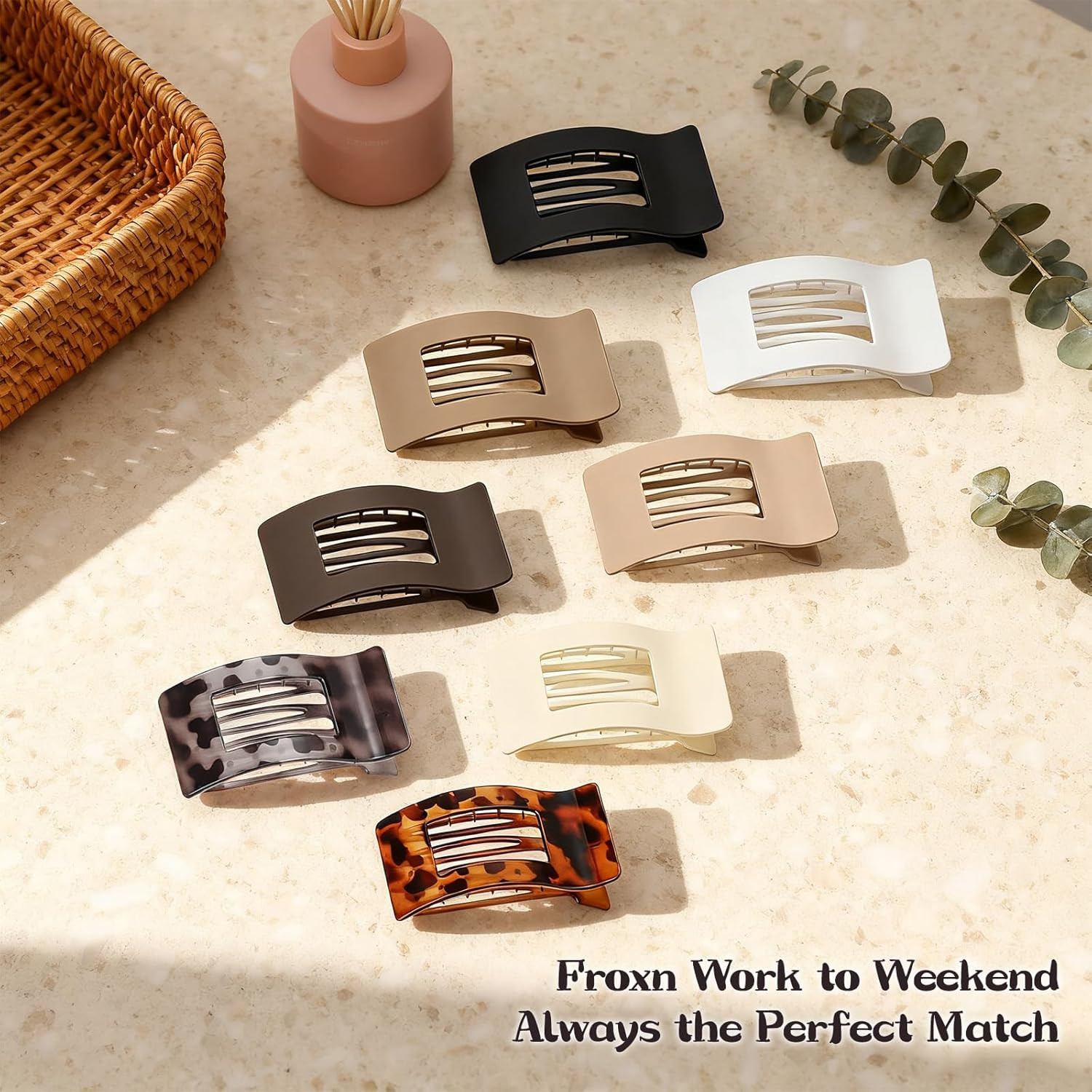 8 PCS French Flat Hair Clips for Women Girls,Matte Lay Flat Claw Clips, Large No