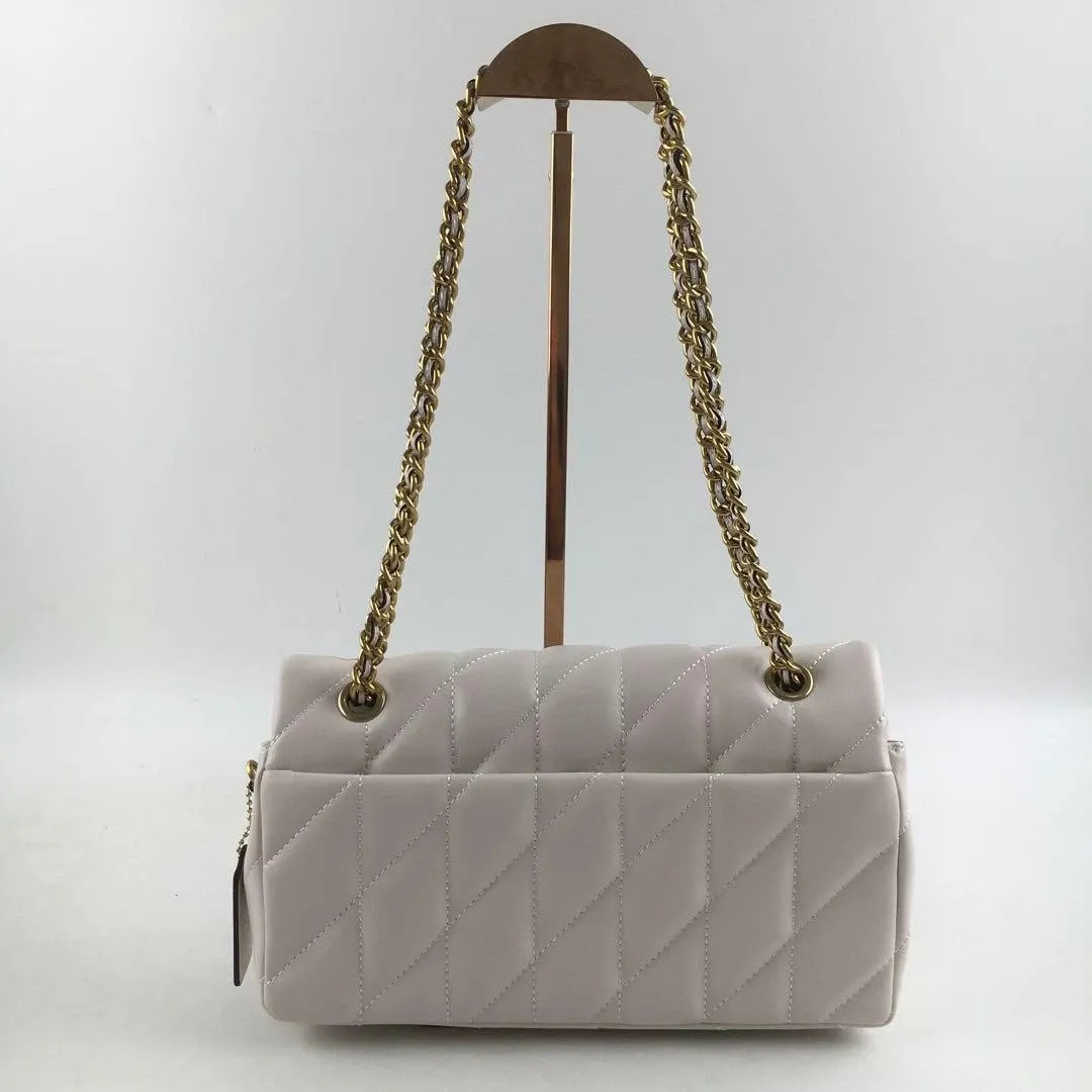 COACH Tabby 26 Quilted Shoulder Bag Leather White/Gold CP150 outlet New from JPN