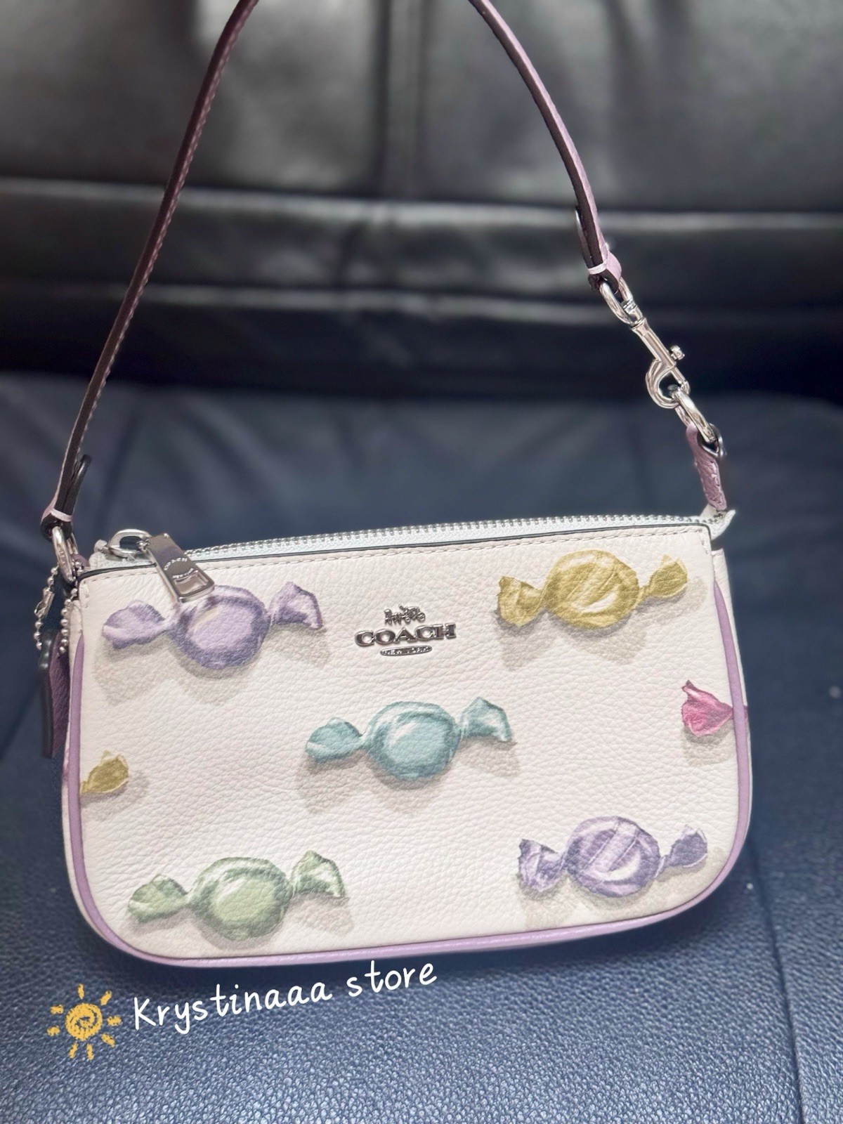 COACH Nolita 19 With Candy Print Coated Canvas & Leather Bag CDC26 Chalk/Jasmine