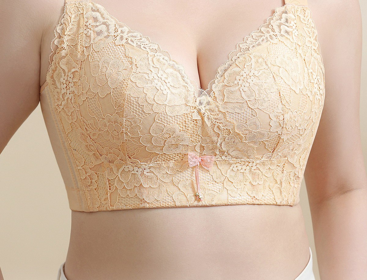Women Bras Full Coverage Lace Wireless Push up Plus Size Underwear 33651
