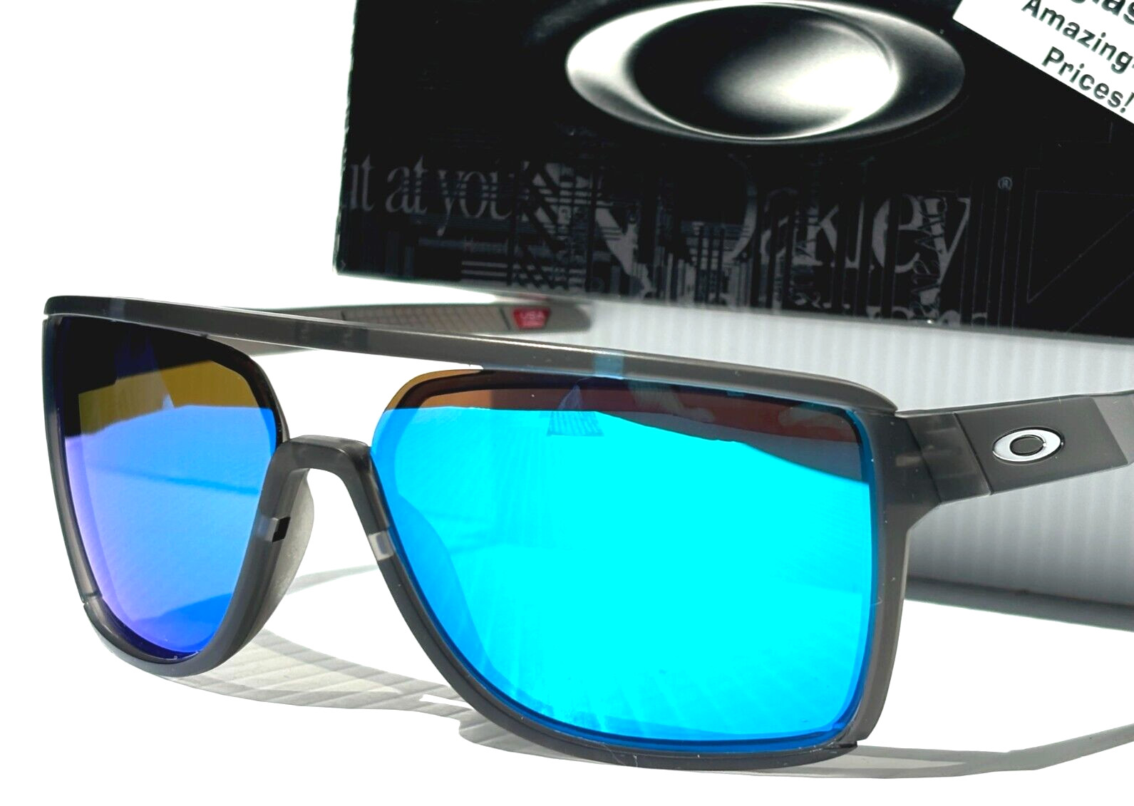 NEW Oakley CASTEL Matte Smoke Grey POLARIZED GALAXY Blue Lens Sunglass 9147