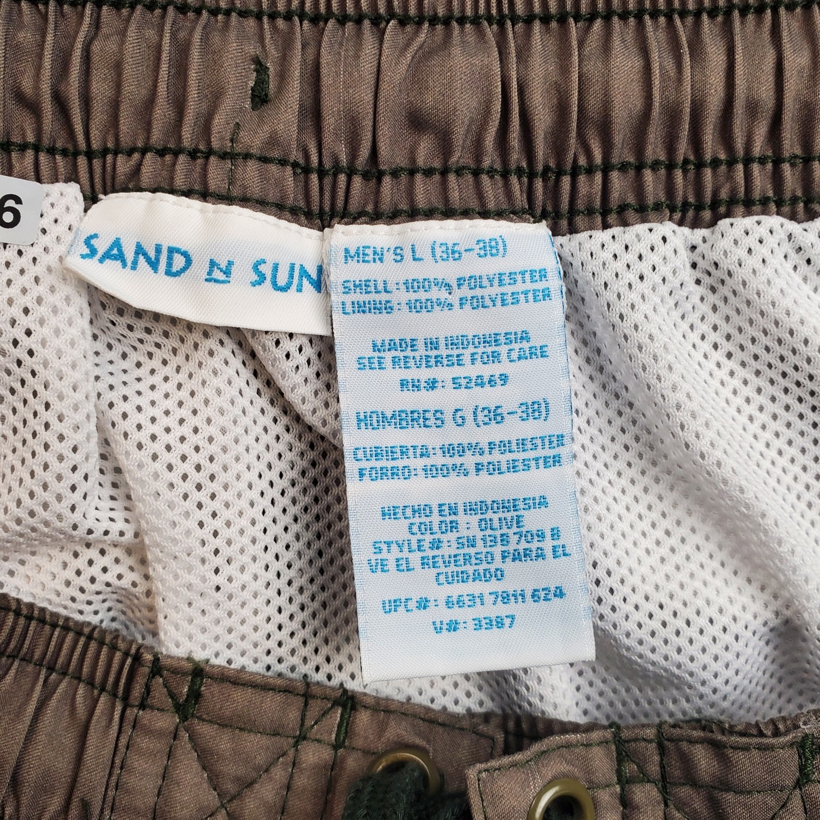 Sand N Sun Swim Trunks Mens (36-38)Green Tropical Floral Mesh Lining Shorts