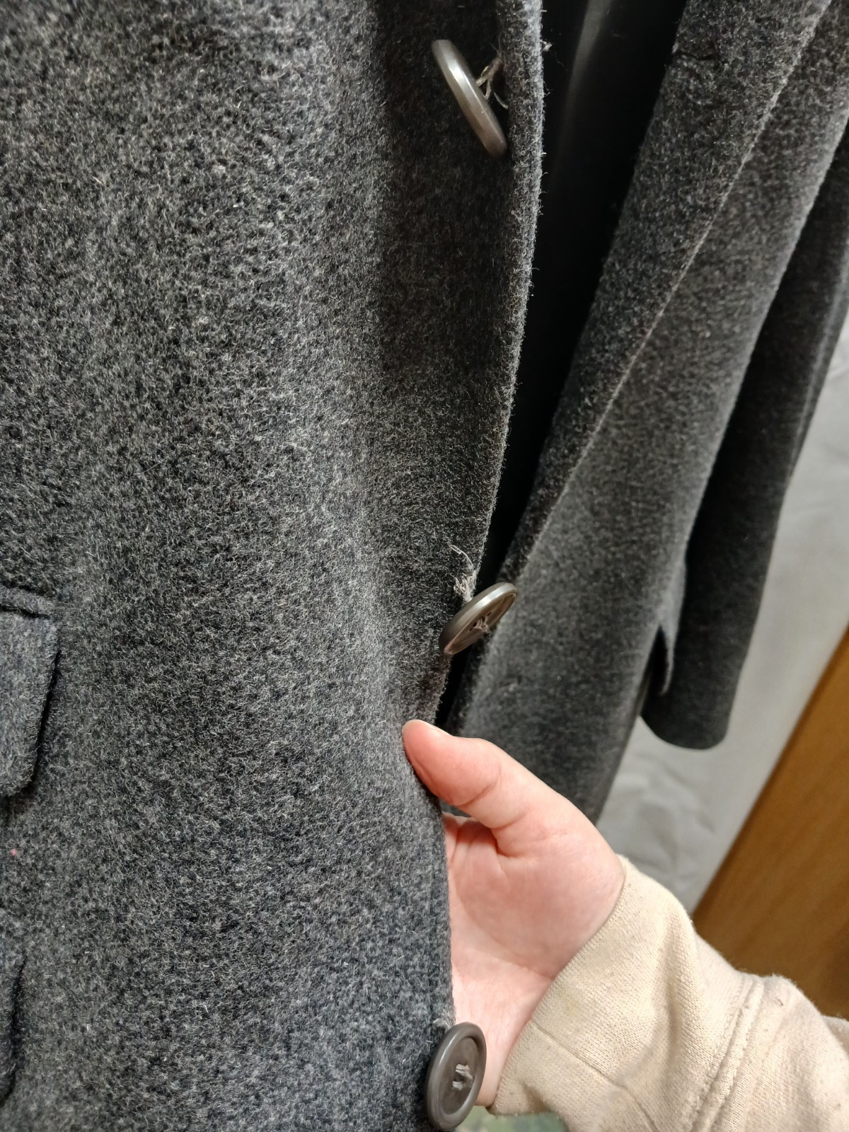 Holland Esquire Grey 75% Wool, 5% Cashmere Overcoat- L Chest 42in