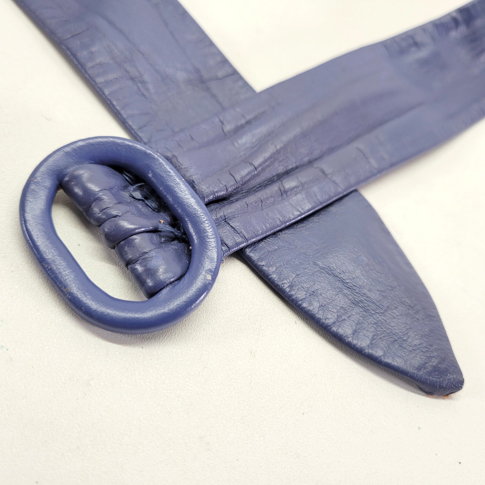 Vintage Leather Belt 30 32 34 Cornflower Blue