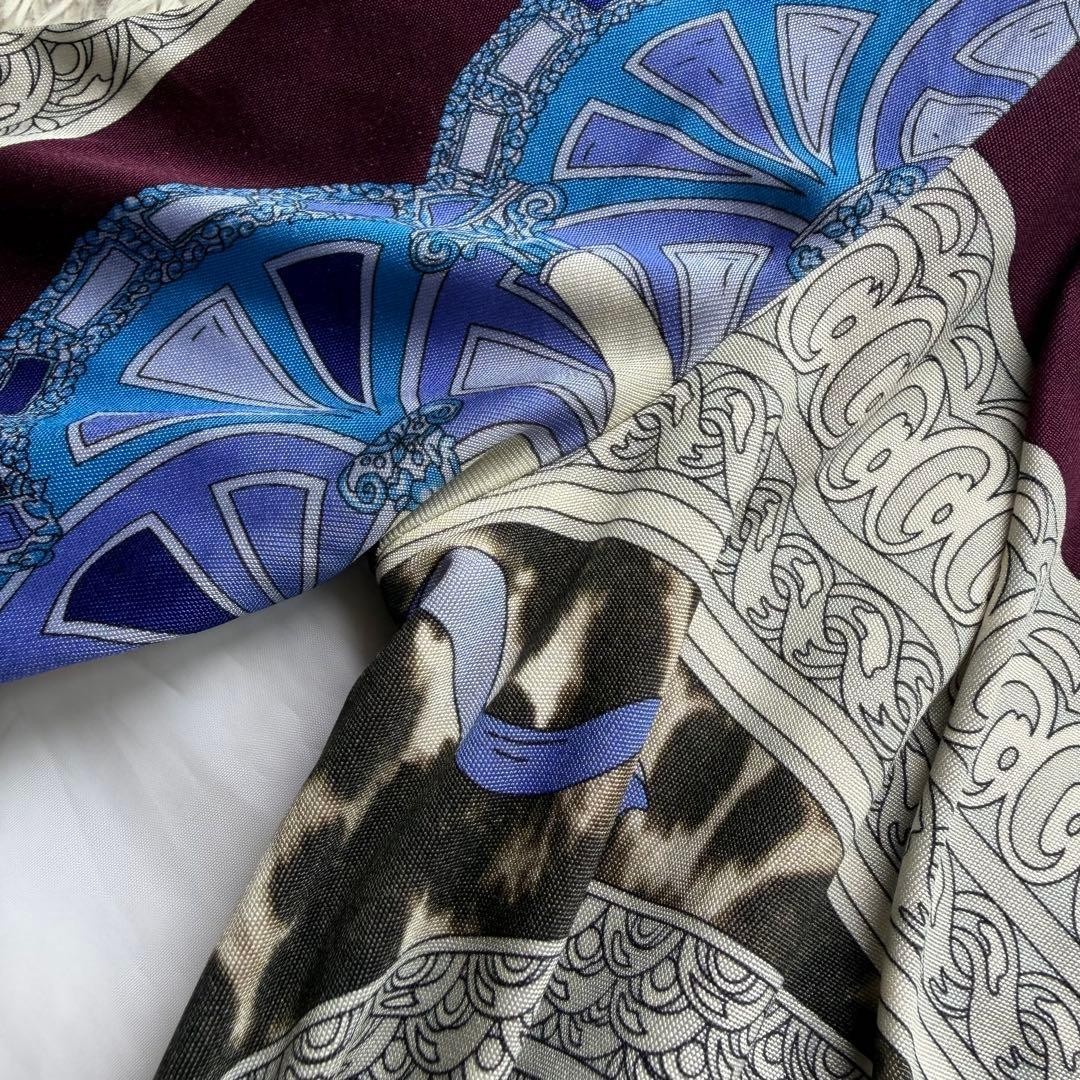 Emilio Pucci Silk Print Dress Gray Brown Purple Belted Long Dress Size IT42