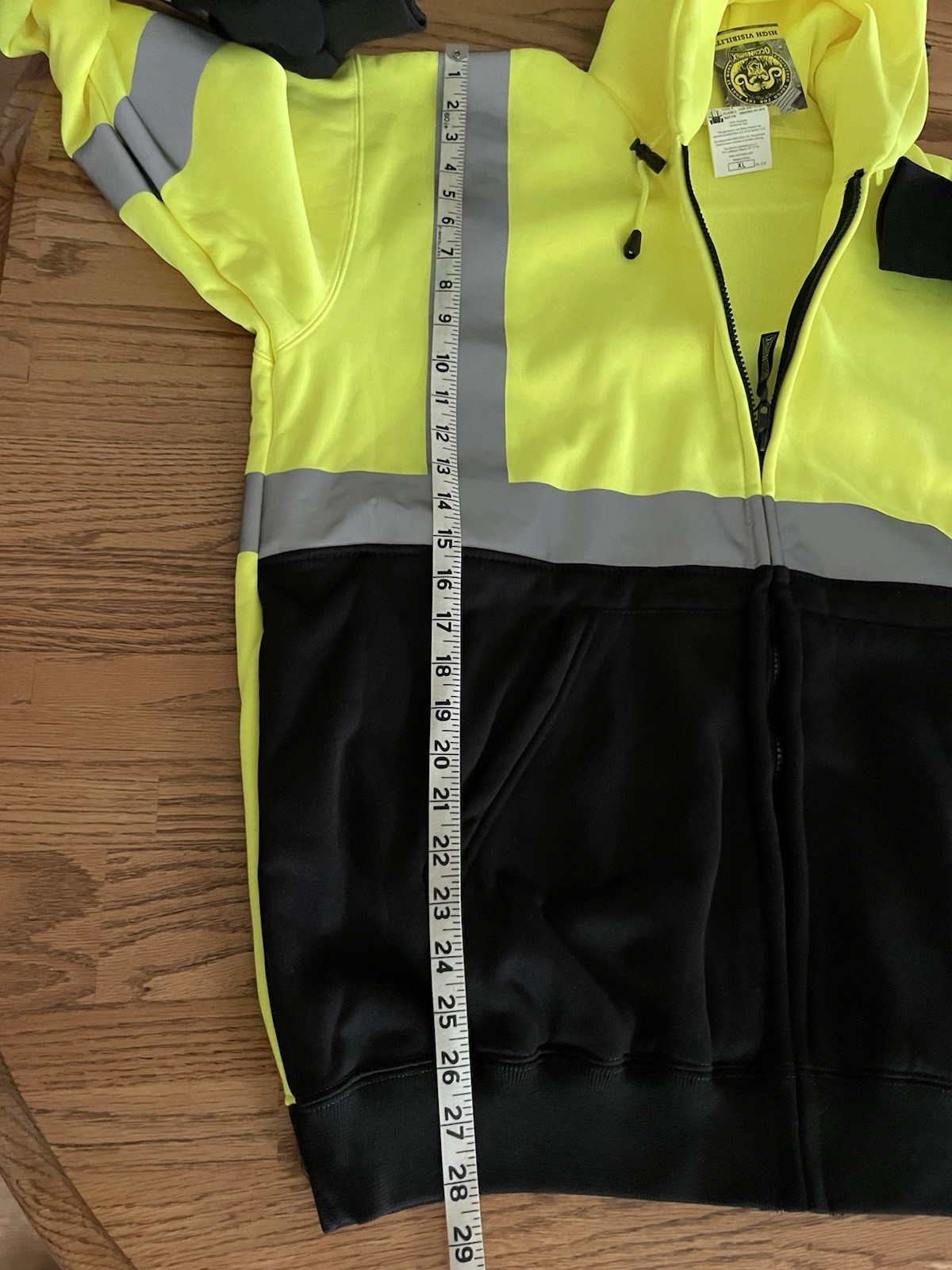 OccuNomix Hi-Vis Yellow/Black Colorblock Reflective Full Zip Hoodie XL