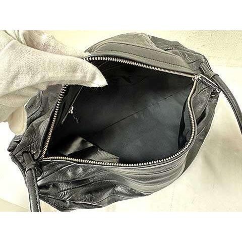Marimekko KARLA Black Leather Shoulder Bag Crossbody Women 12.6in 18cm