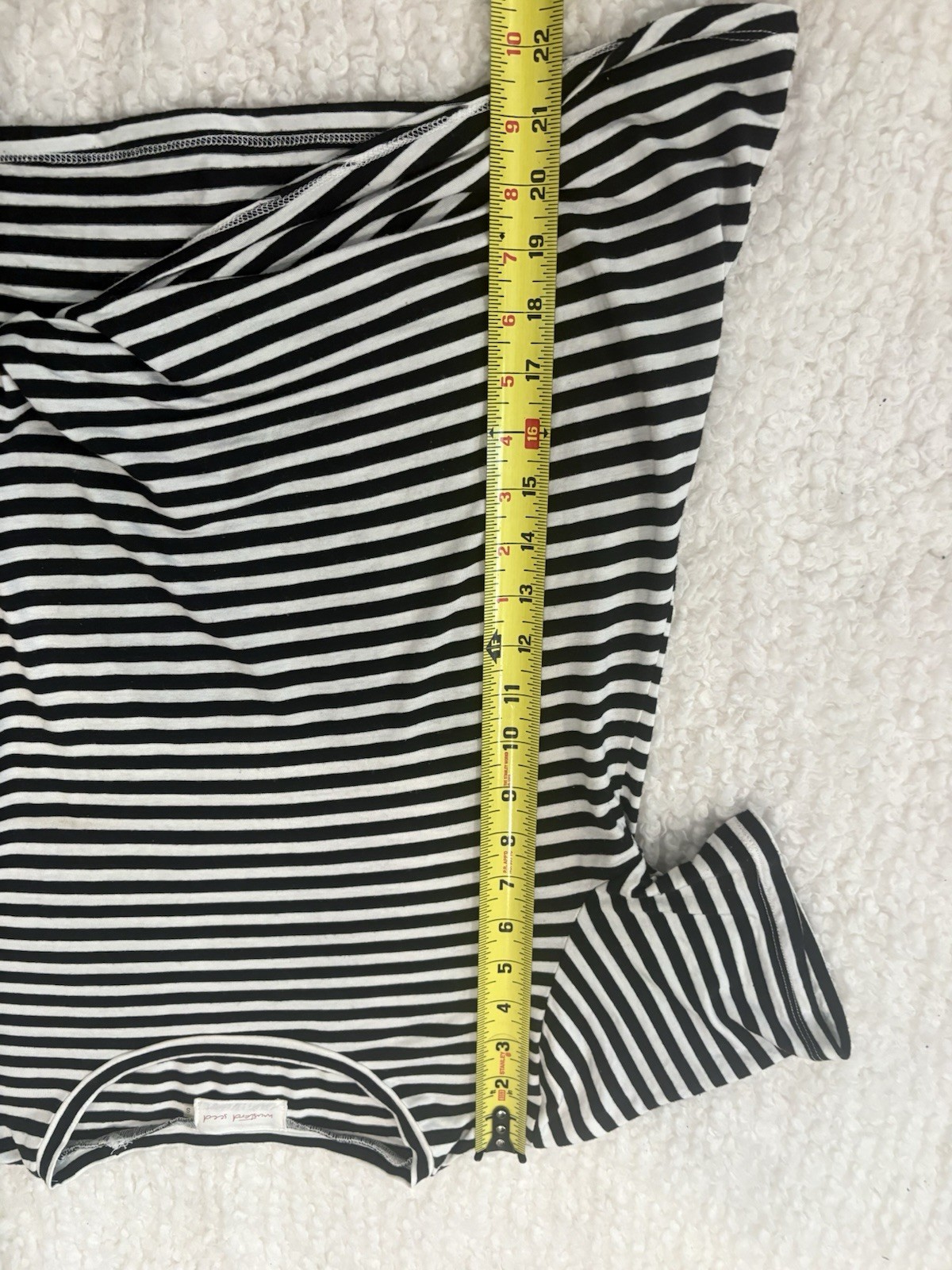 EUC Mustard Seed Women’s Black White Striped Short Sleeve Top Blouse – Size S