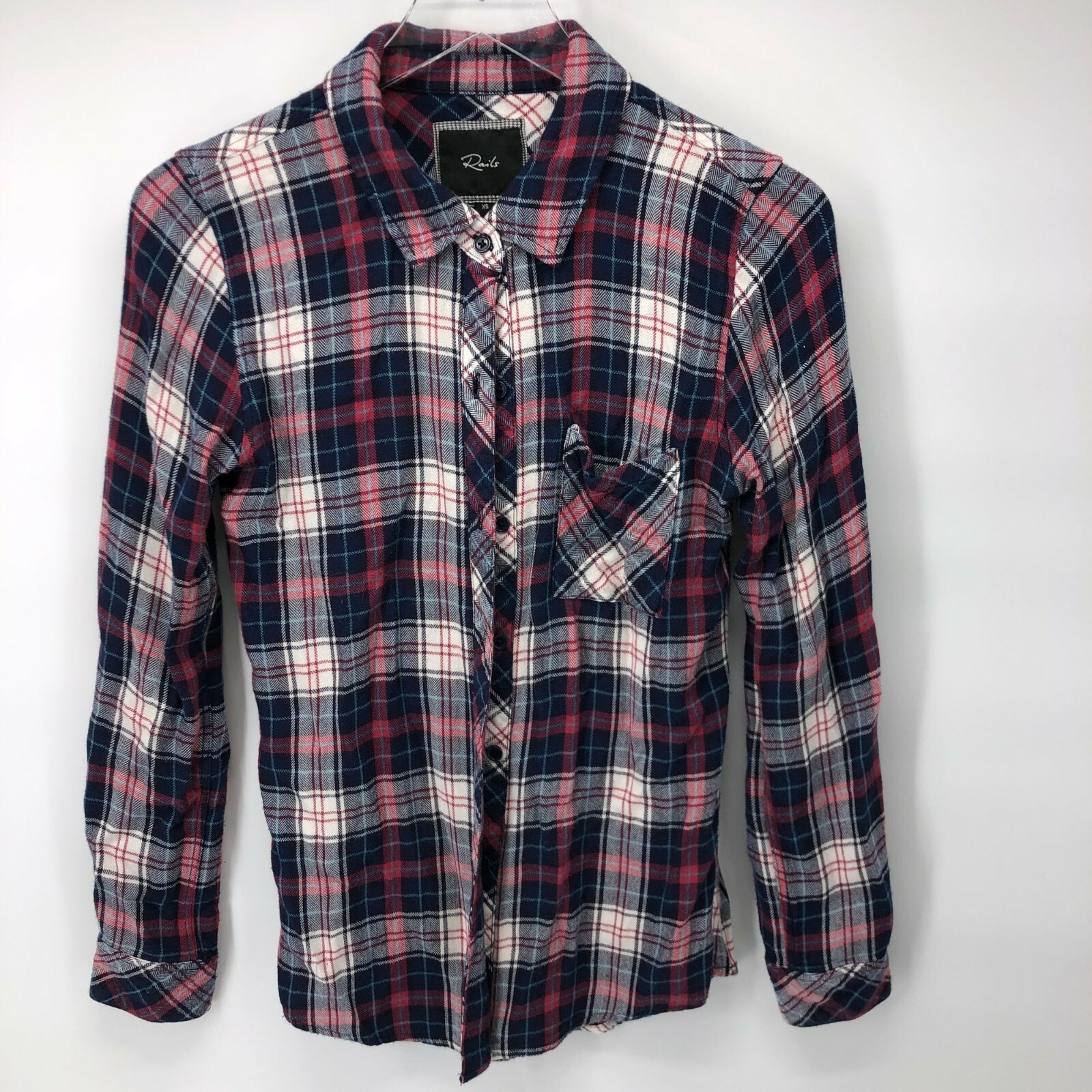 Rails XS Hunter Long Sleeve Button Up Plaid Shirt Top Blouse Womens