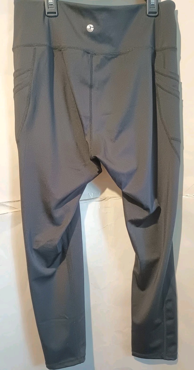 Sofia Active By Sophia Vergara High Waist Leggings Size XL Black Spandex Pockets