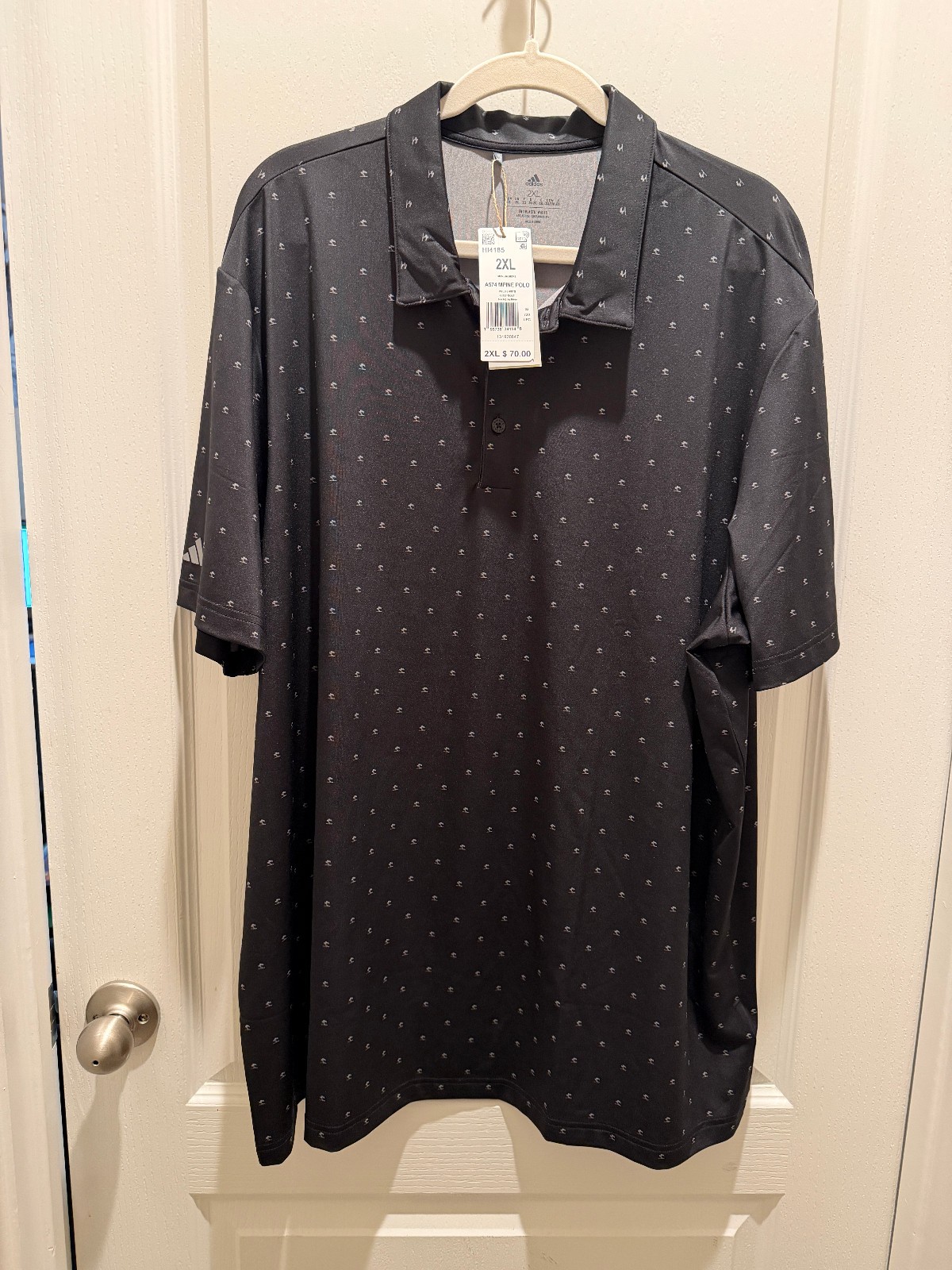 Adidas A574 Golf Ultimate 365 Pine Tree Print Polo Black Men’s Size 2XL
