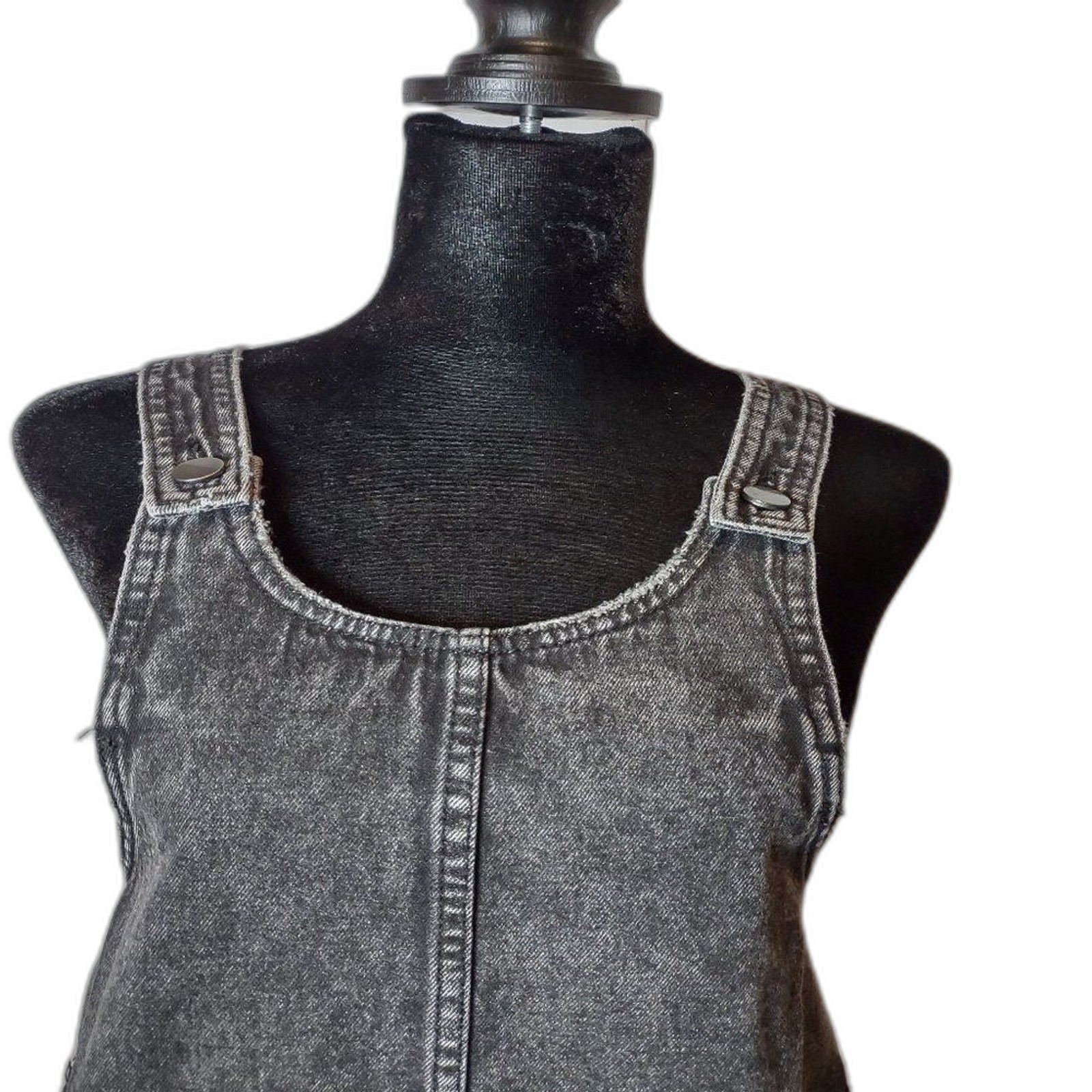 NWT Juniors’ SO® Scoop Front Pinafore Dress Black Wash Denim Size XS