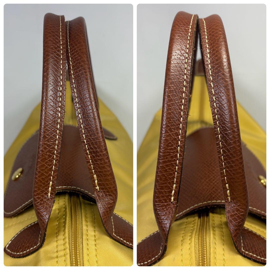 Longchamp Nylon Tote Bag Yellow Folding 10.2×19.3/11×7.9 in, Used