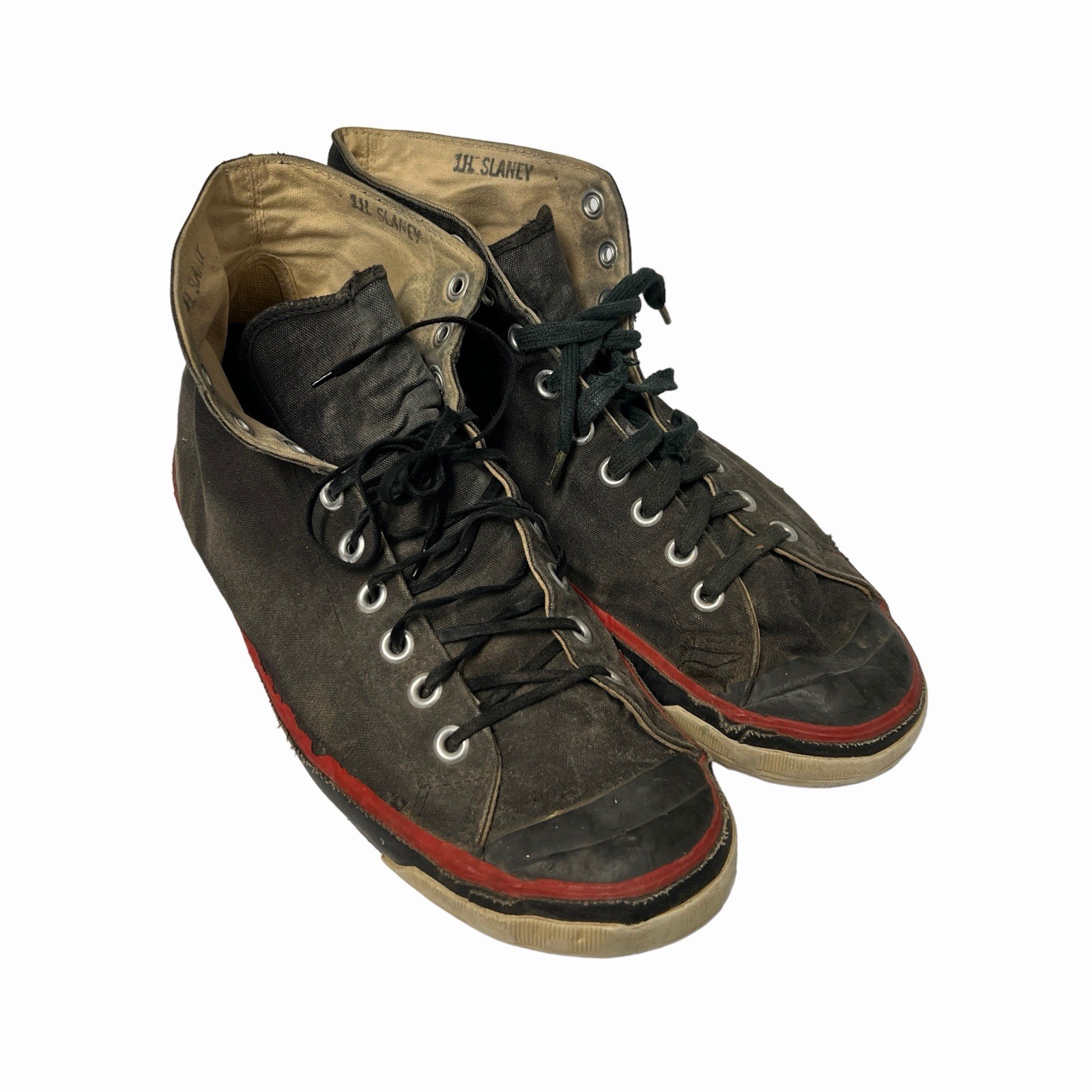 Vintage 50s Beacon Falls Top Notch FLASH High Top Black Red Basketball Shoes 10M