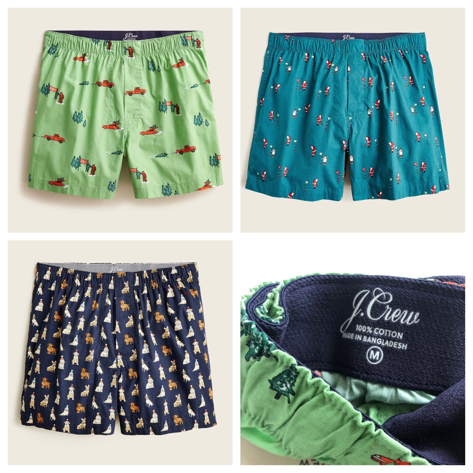 NWT J.CREW MEN’S Xmas Cotton Printed boxers Underwear, YOUR CHOICE, Size M
