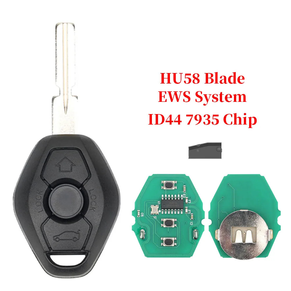 EWS System ID44 PCF7935 Chip 315/433MHz HU58/HU92 Car Remote Key For BMW 1/3/5/7