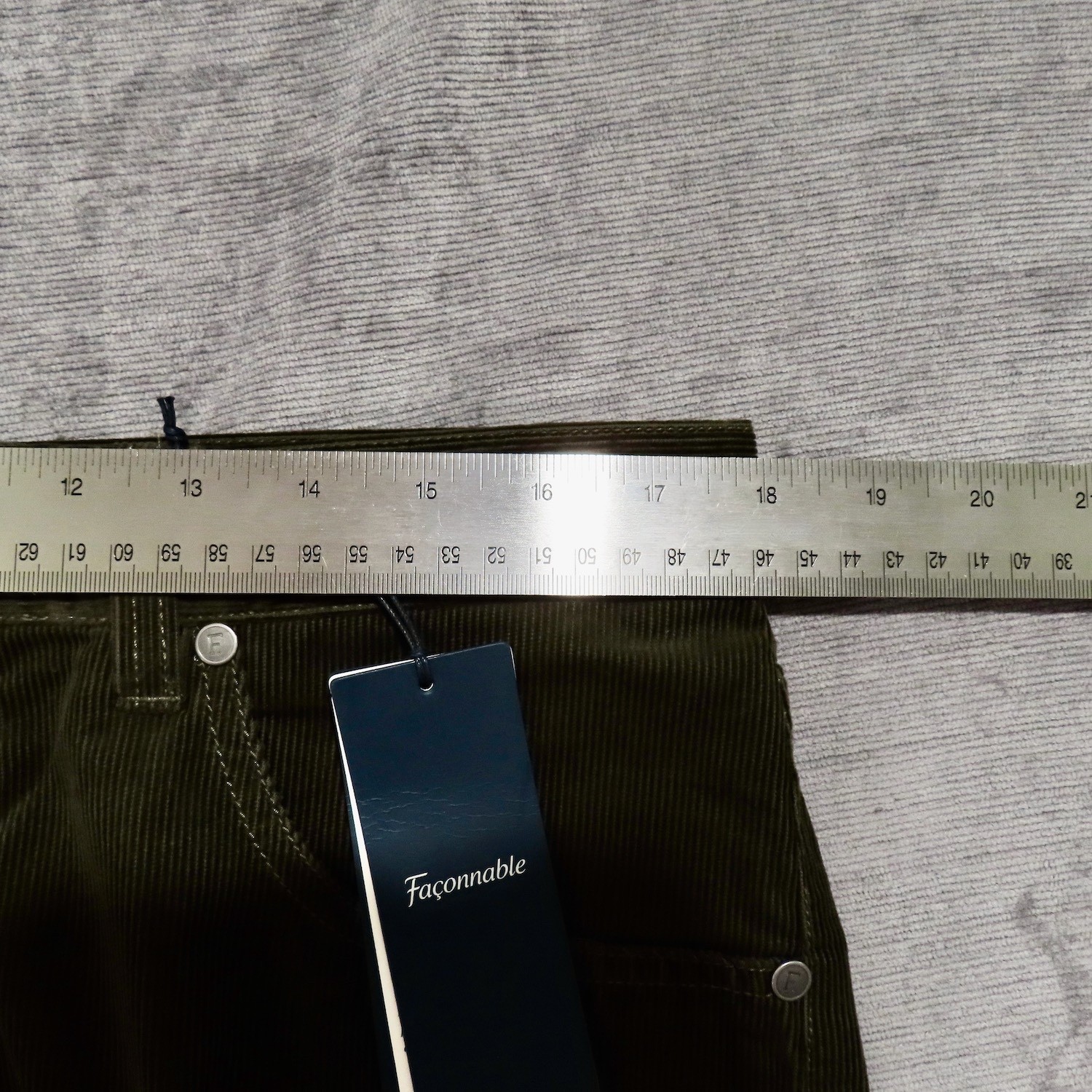 Mens Faconnable 5 Pocket Pants 36R Green Corduroy Cotton Straight Leg 36×33.5