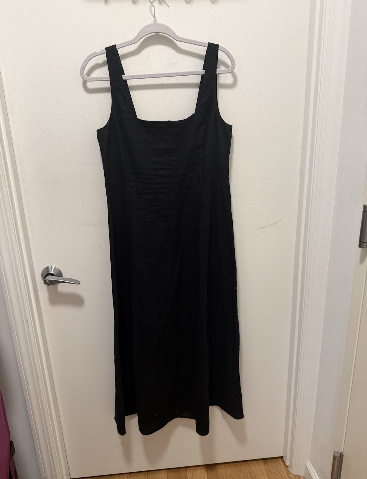 GAP Women’s Size M Black Solid Square Neck Sleeveless Shift Midi Dress
