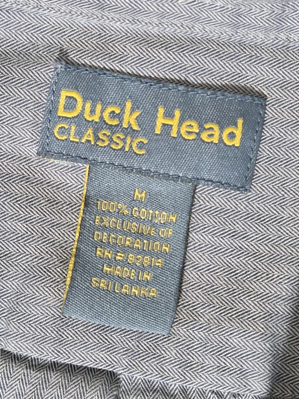 Duck Head Dress Shirt, Button Down, Men’s Medium, 100% Cotton, Blue Herringbone