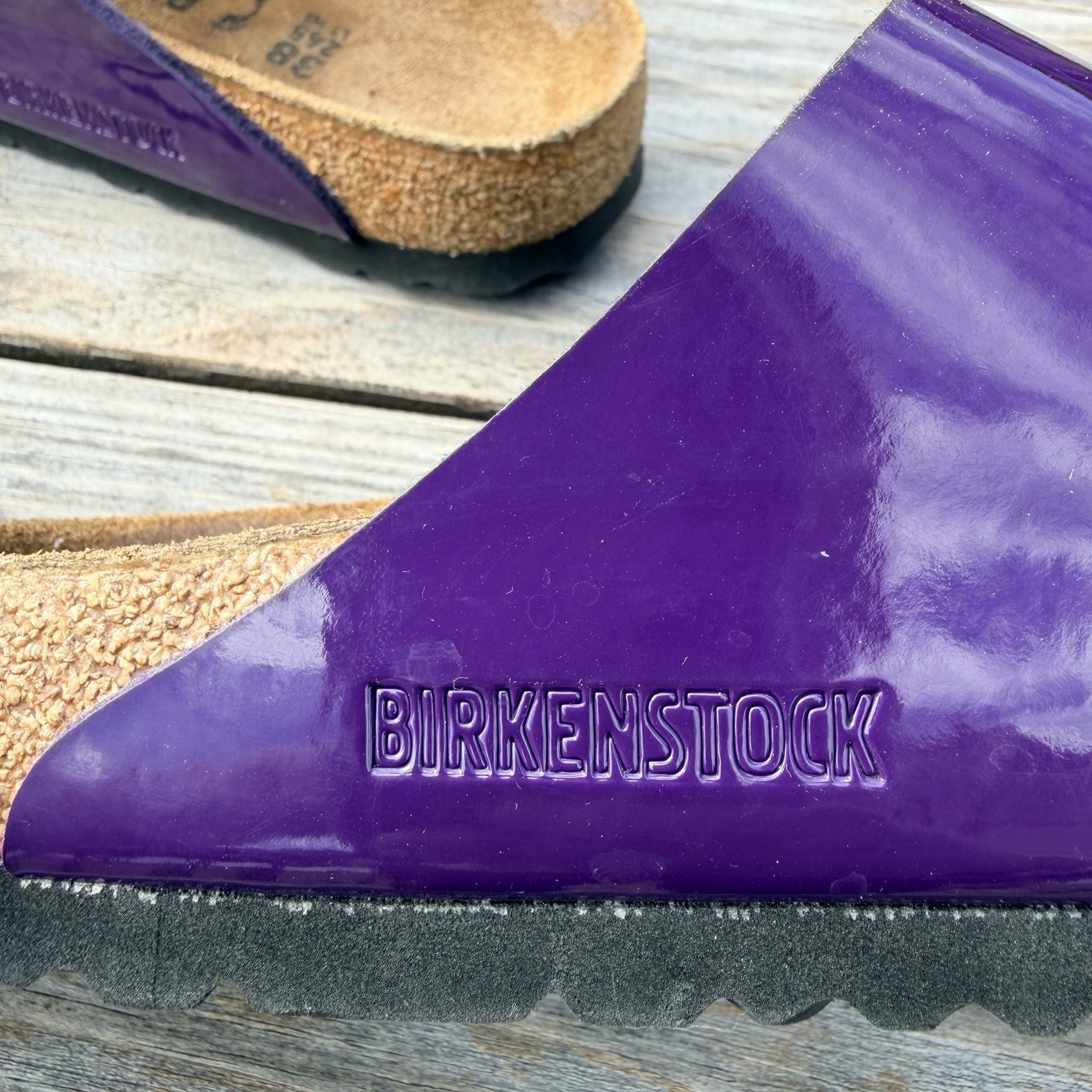 Birkenstock Arizona Patent Birko-Flor Sandals in Plum Size 38 7.5 US