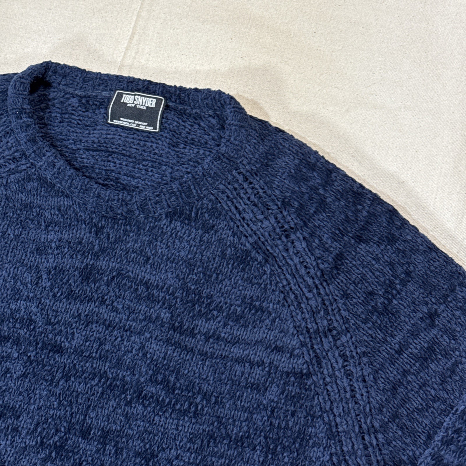 Todd Snyder Men’s Navy Blue Channel Cotton Cashmere Crewneck Sz Medium NWOT