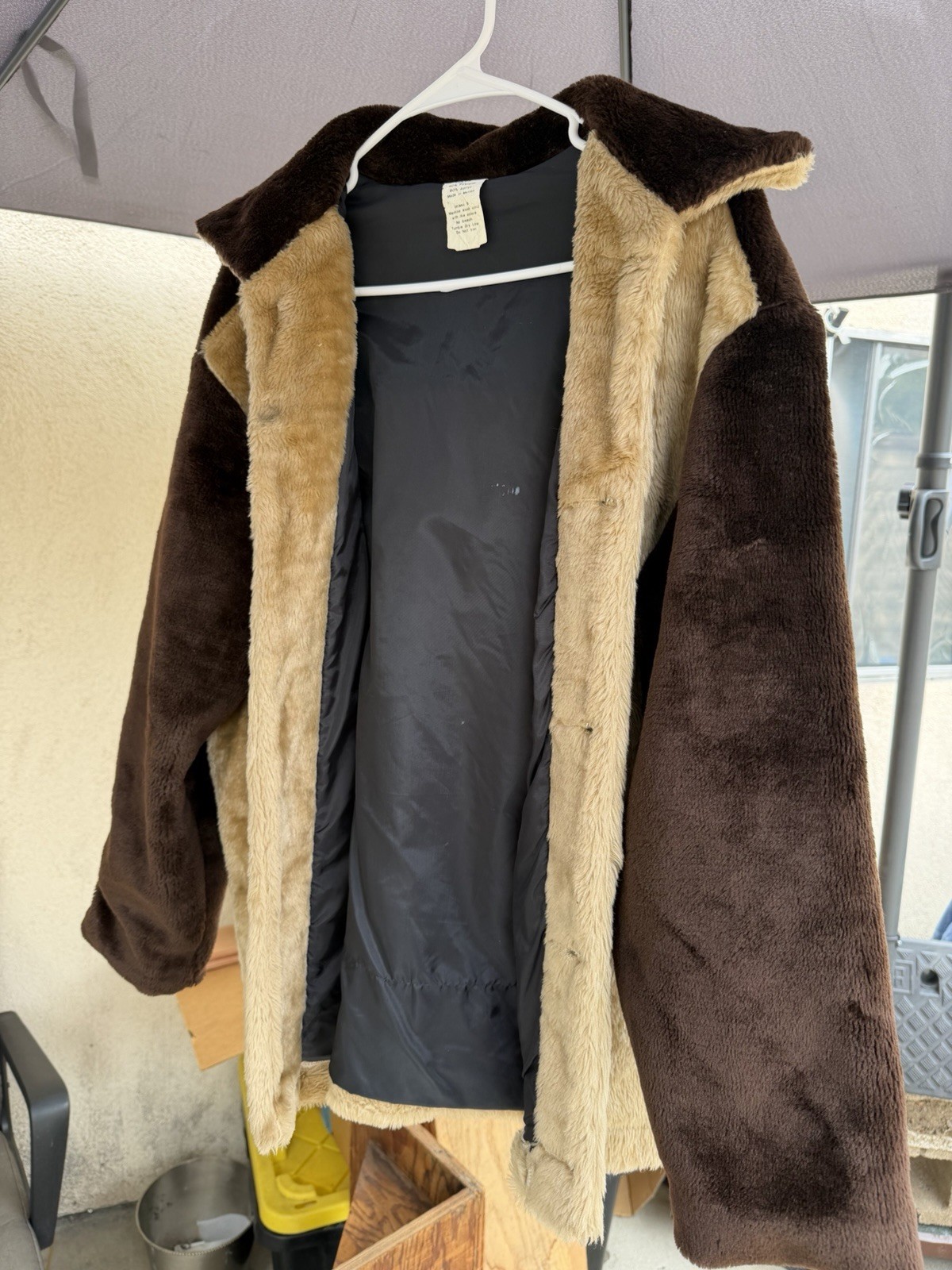 volos Brown/Beige Colorblock Mid-Length Button Jacket w/ Pockets Maternity L
