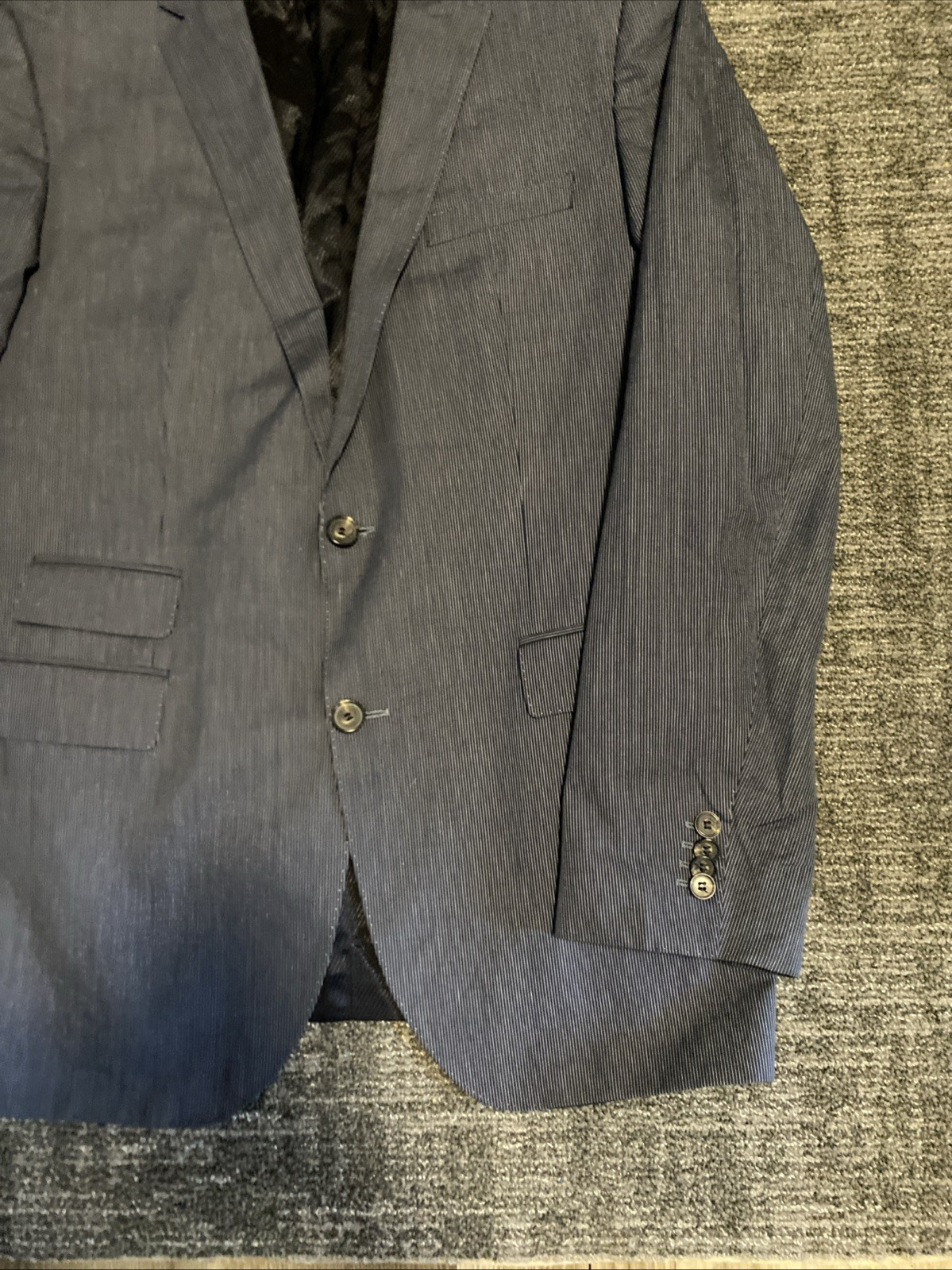 Boss Men’s Stretch Seersucker Blazer Size 44L Dark Navy