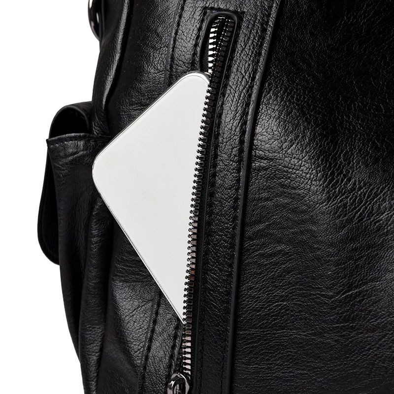 Women’s PU Leather Shoulder Bag Large Capacity Zipper Tote Handbag Casual
