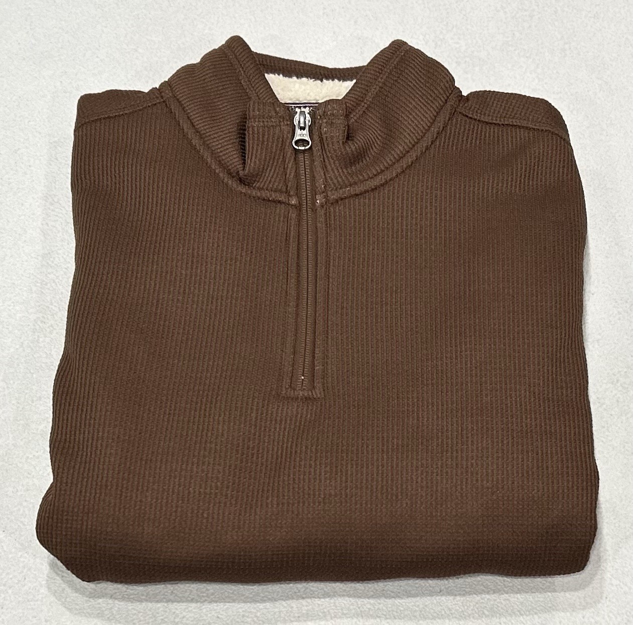 B.C. Clothing Men’s Fleece Lined Quarter Zip Pullover Top, Brown, Size S