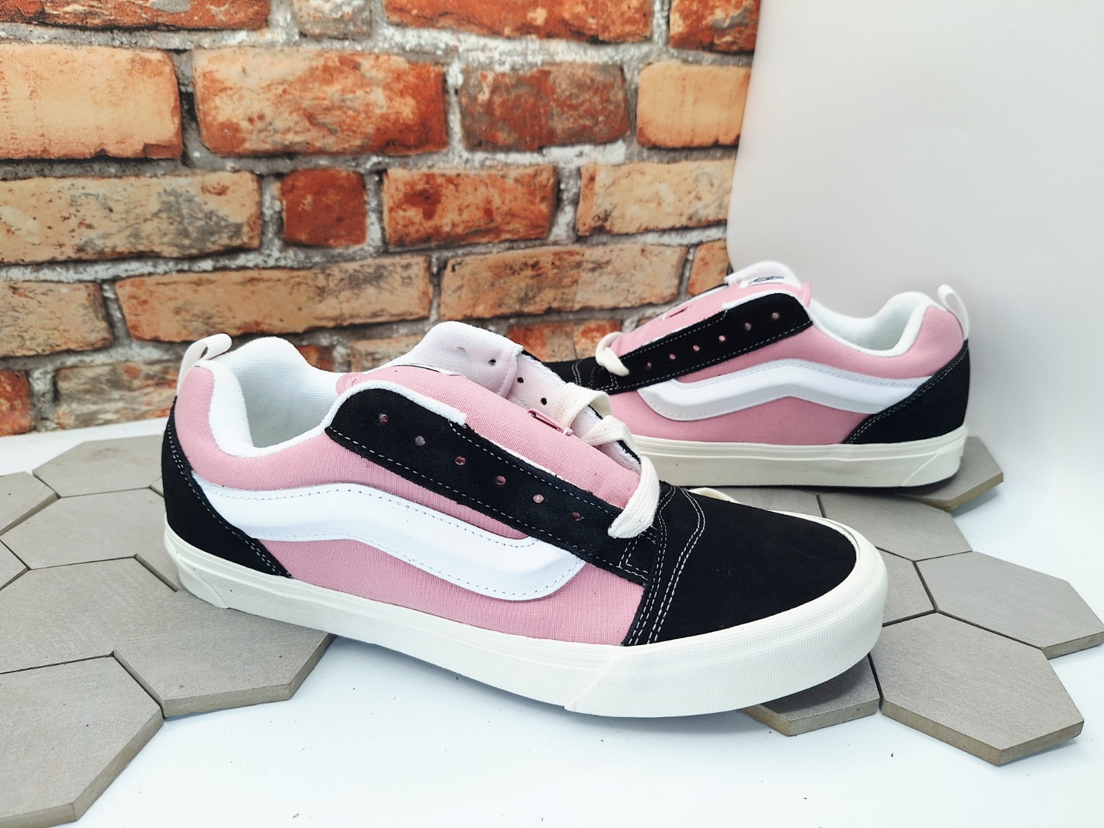 Vans Knu Skool Color Blocking Black Pink White Men Sz 10 Old Skool Chunky Skate