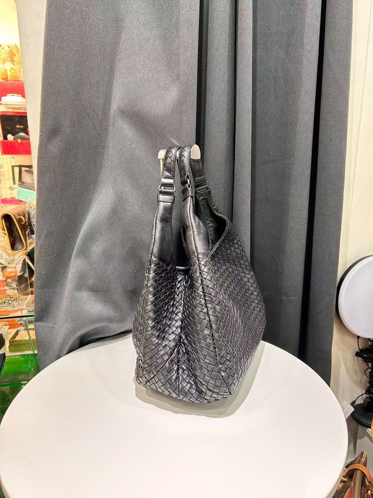 Authentic Bottega Veneta Black Intrecciato Large Hobo Shoulder Bag Italy