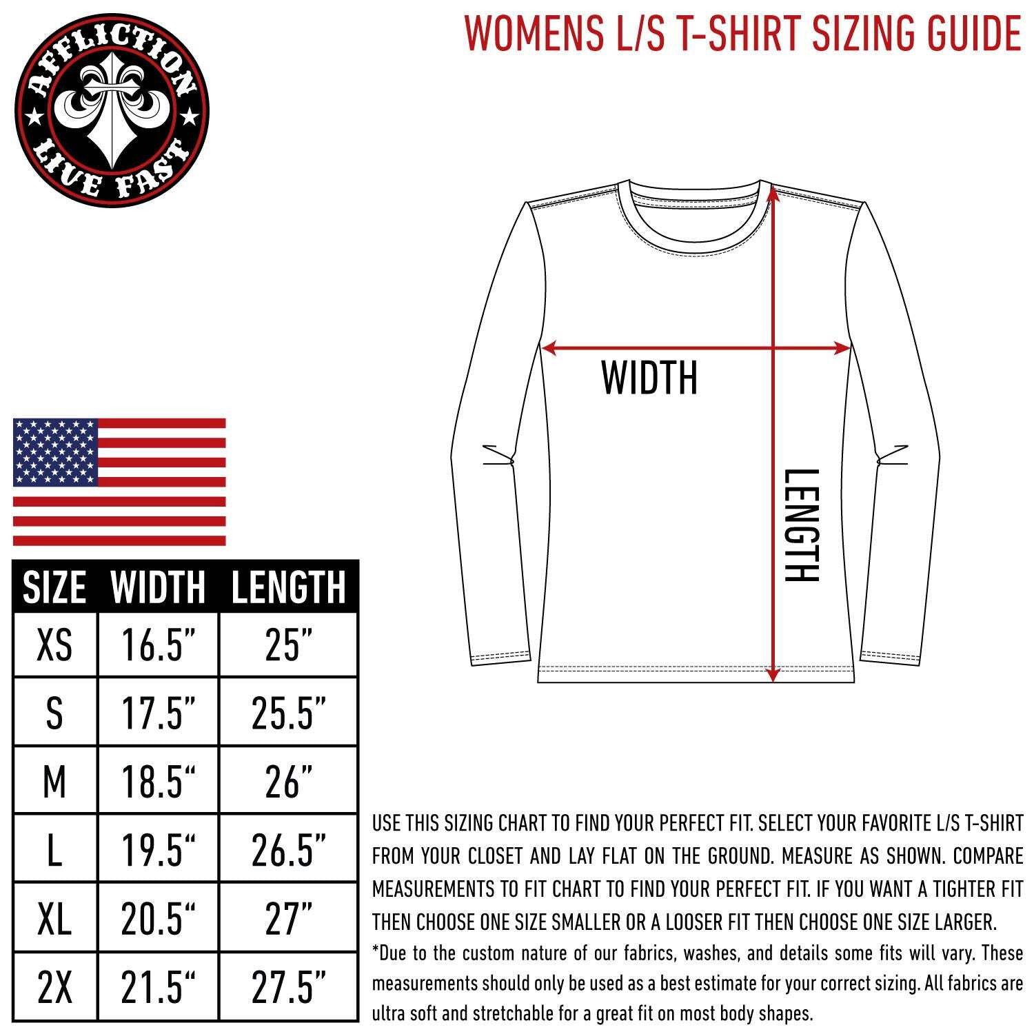 Rebel Saints by Affliction Women’s Long Sleeve T-shirt Whispering Wind