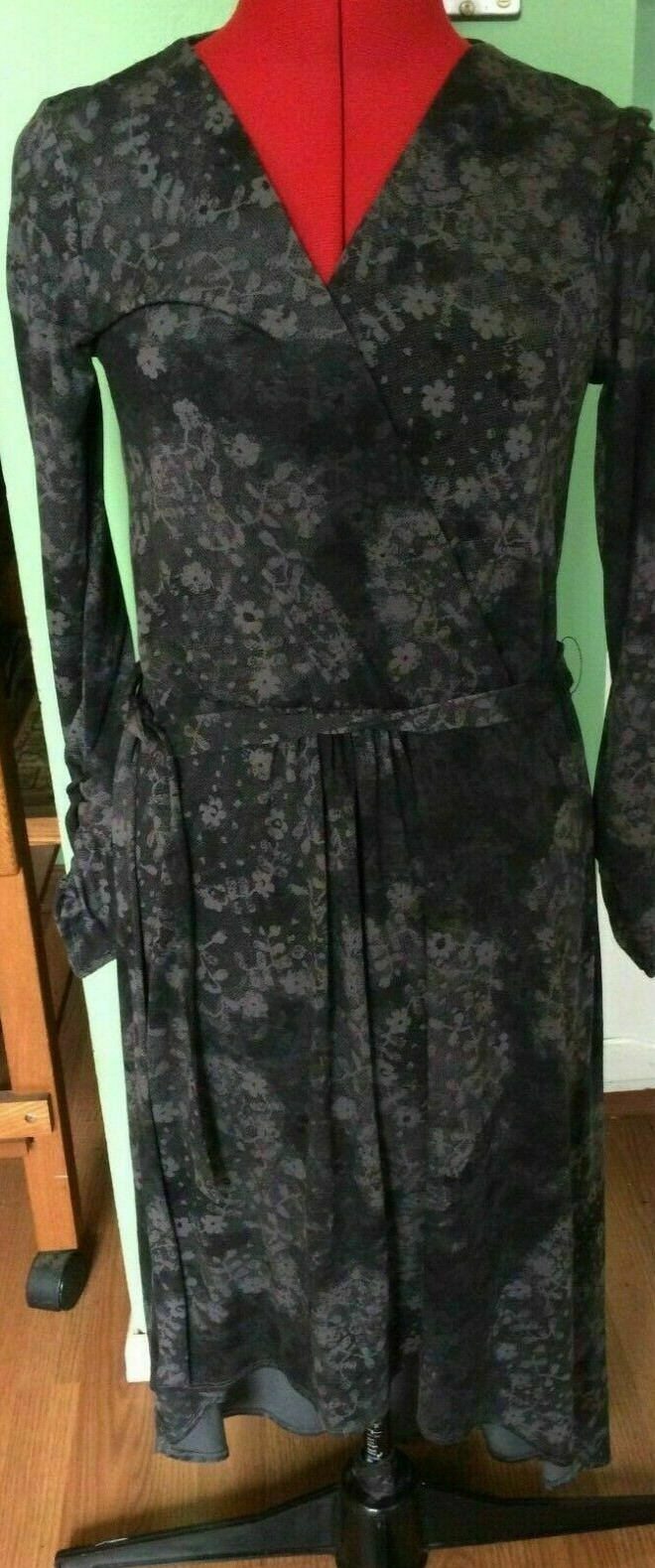 LOGO by Lori Goldstein KNIT FAUX WRAP HI LO WOMENS DRESS SIZE XS XXSMALL GRAY S