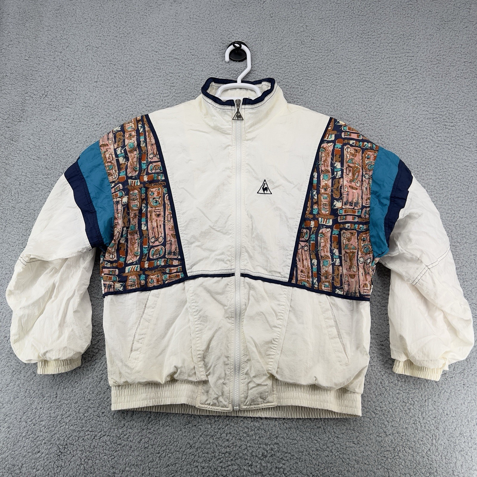 VTG Le Coq Sportif Mens White Track Windbreaker Jacket Size M Full Zip 90s Retr