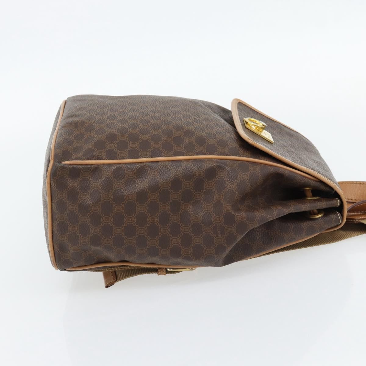 CELINE Macadam Canvas Backpack PVC Leather Brown Gold Auth 182528A