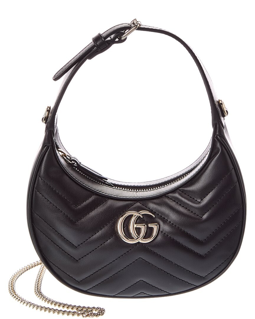 Gucci Gg Marmont Small Leather Hobo Bag Women’s Black