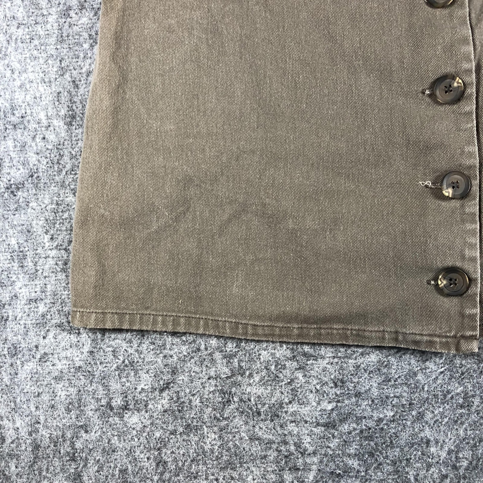 Chloe & Katie A Line Mini Skirt Womens XL Brown Button Front Twill Cotton