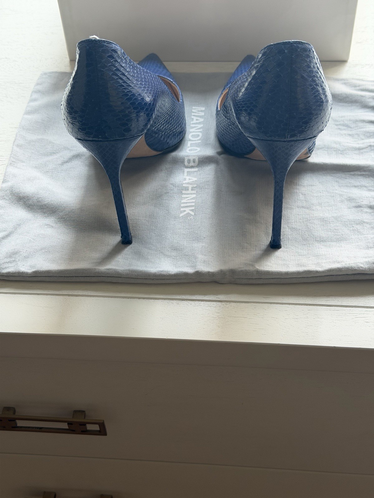 Manila Blank Blue Lizard 115mm Pumps Women’s Size 40.5
