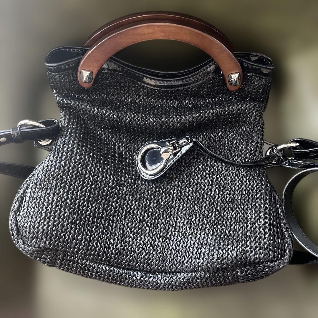 FRANCESCO BIASIA Black Patent Mesh 2WAY Bag