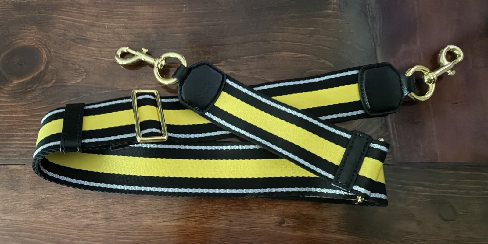 Marc Jacob’s Adjustable Shoulder Strap Yellow Black White Buckle w/ Swivel Hooks