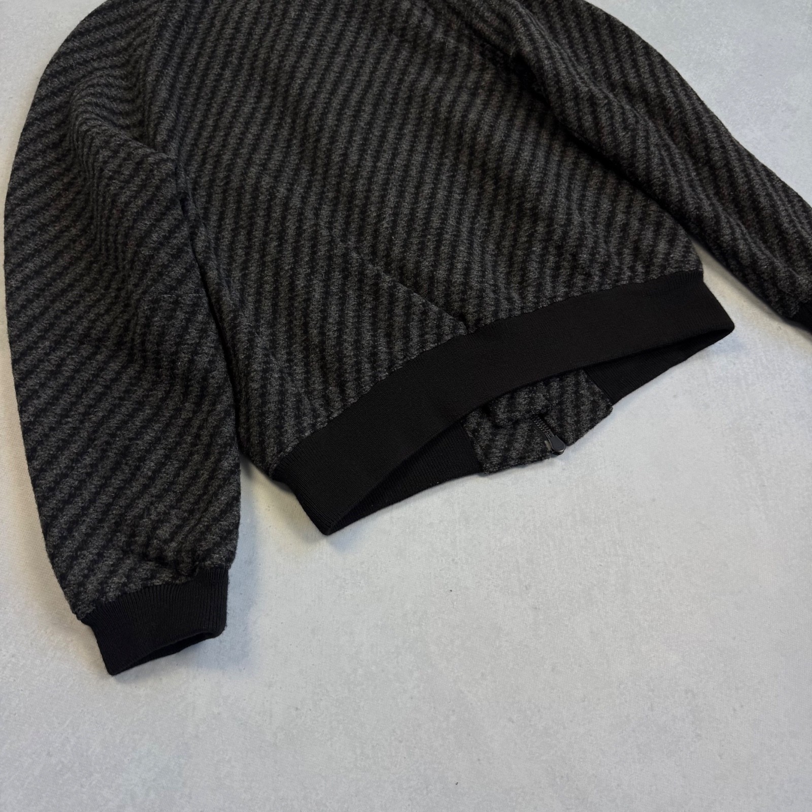 ANN DEMEULEMEESTER SAMPLE BETTOCA WOOL BOMBER JACKET ARCHIVE BLACK GREY MENS S