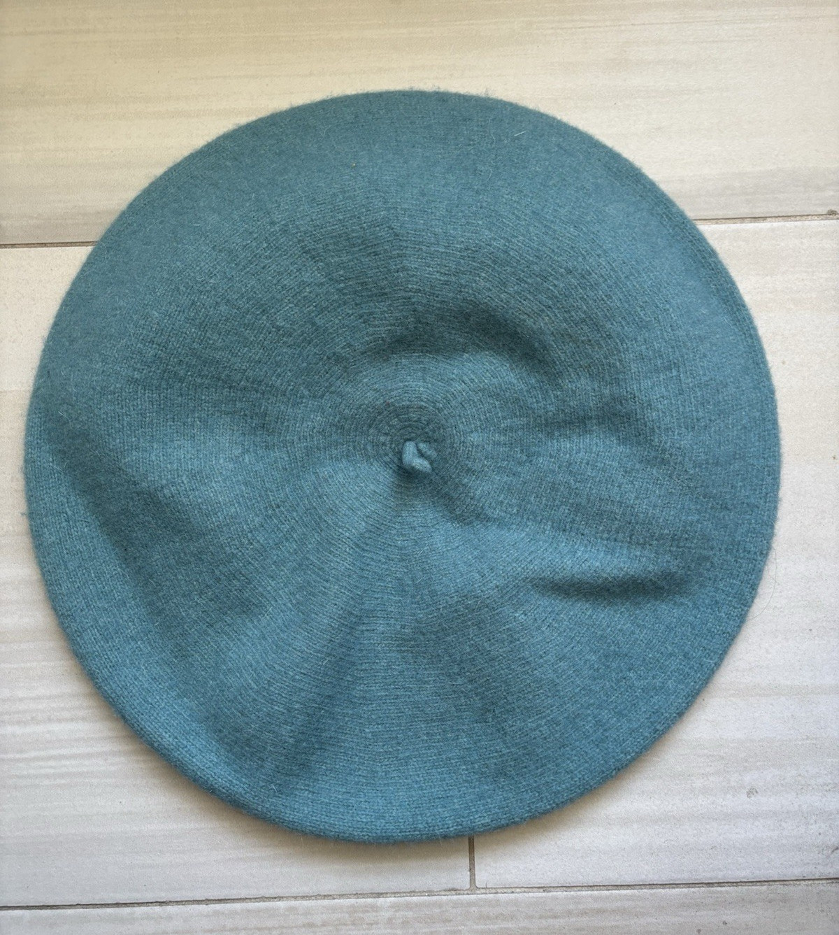 Free People Blue Wool Beret Hat One Size Solid Casual Fall Winter