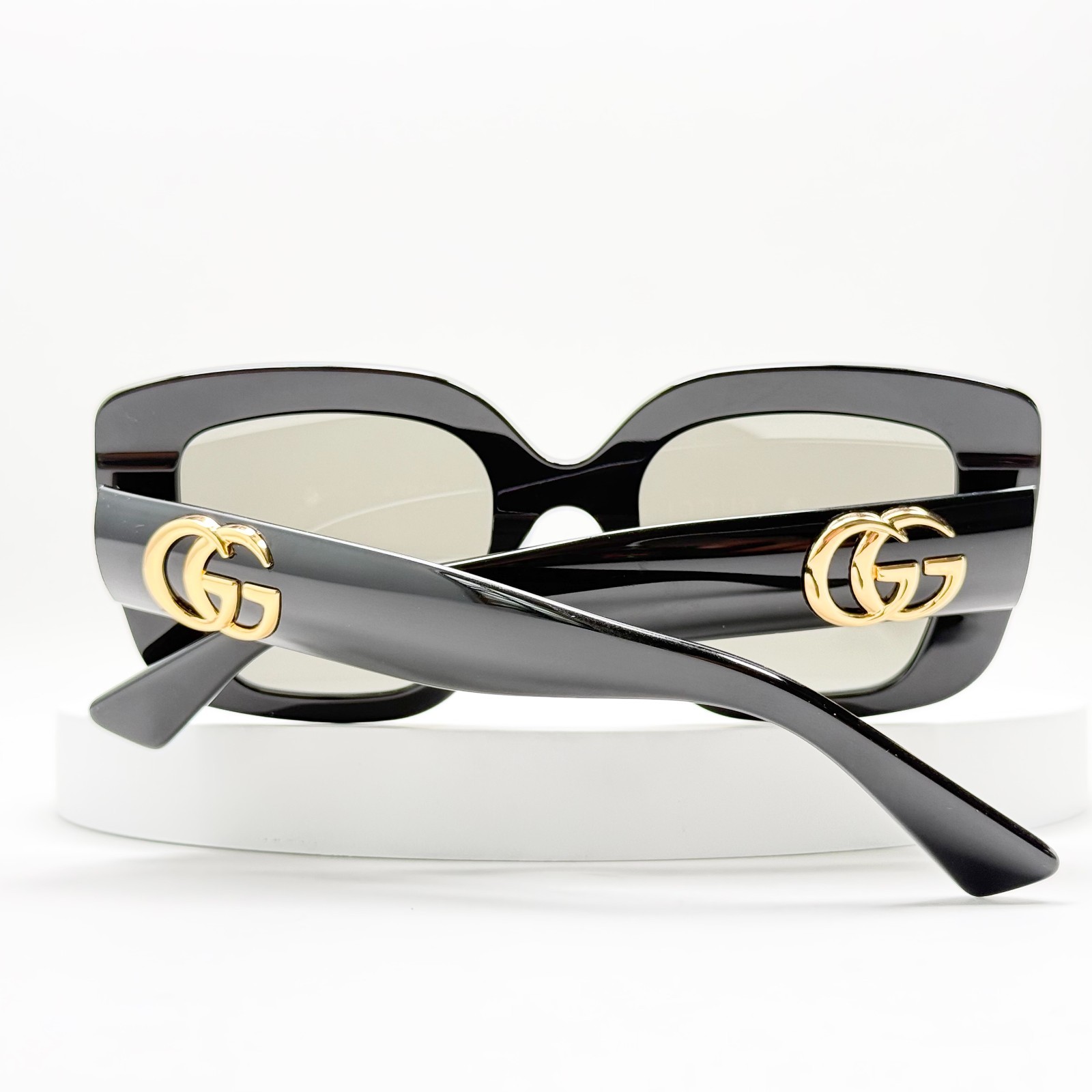Gucci GG1975S Sunglasses Black Frame Grey Lens Square Women 51mm Italy New