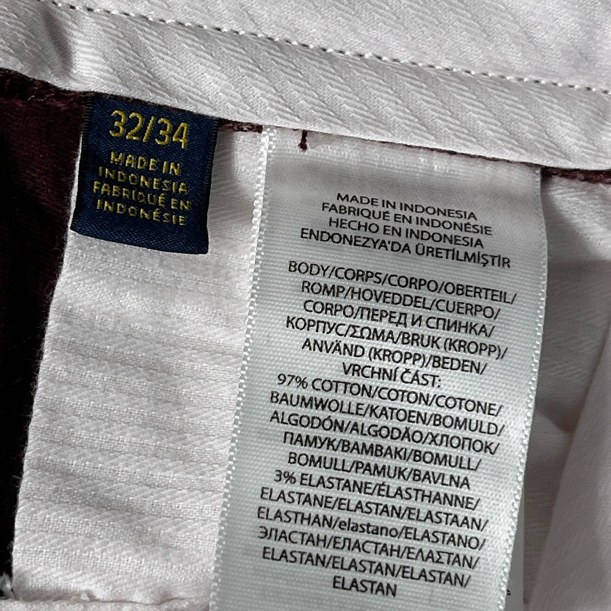 Polo Ralph Lauren Pants Men 32×34 Maroon Slim Fit Stretch Chino NWT READ FLAW