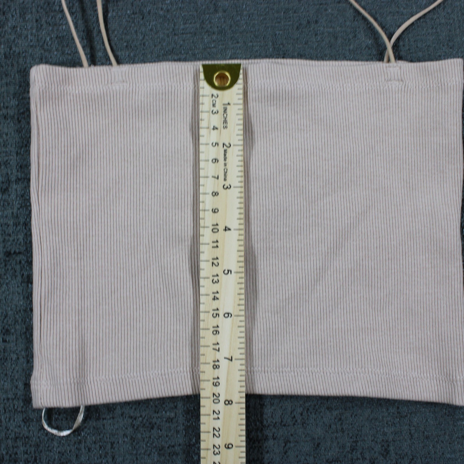 Zara Ribbed Knit Spaghetti Strap Crop Top Beige Tan Medium 3253/335/710