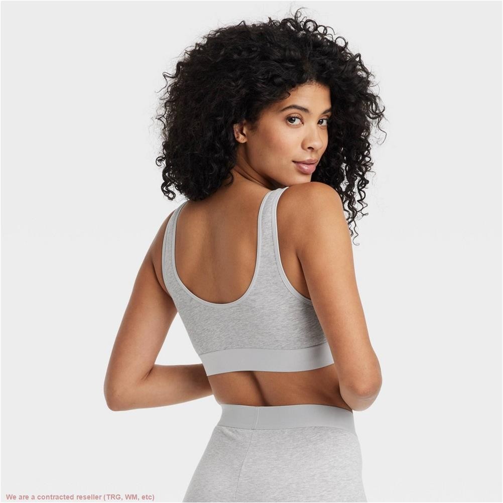 Women’s Cotton Stretch Unlined Scoop Bralette – Auden Gray L *SEE DEAL!!!*