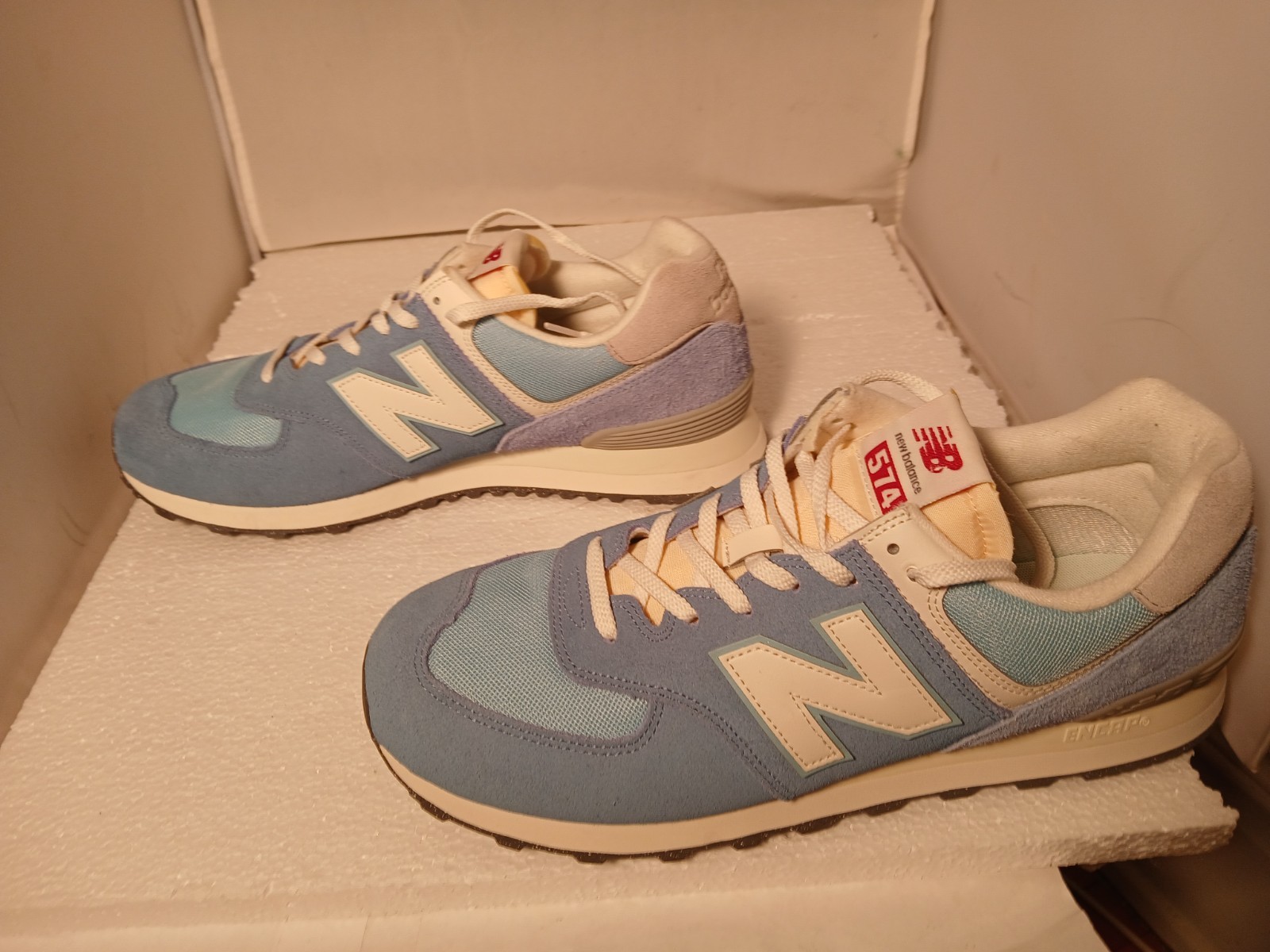 New Balance 574 “Blue Laguna” Sea Salt Suede Sneakers – U574RCA – Men’s Size 13